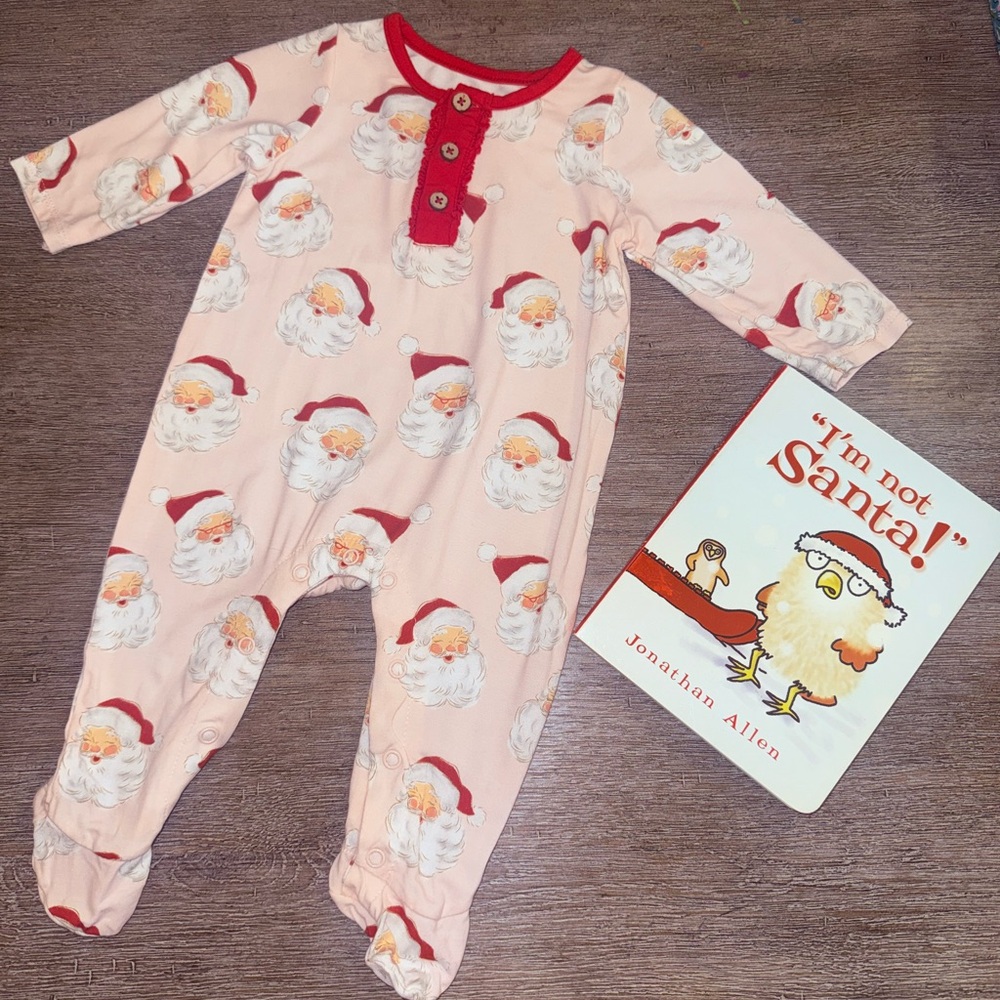 Mud Pie Pink Vintage Santa Kids Christmas Pajamas